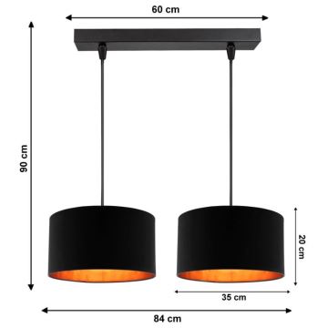 Sietynas, kabinamas ant virvės SOFIA 2xE27/60W/230V juodas