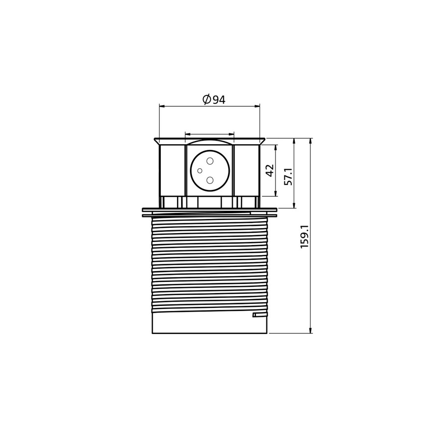 Stalinė kištukinių lizdų kolona 2x230V + 2xUSB