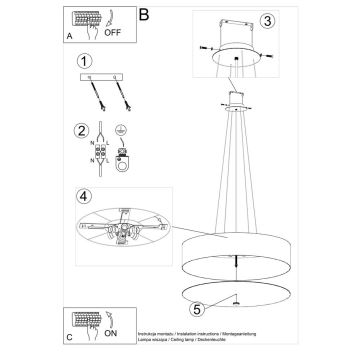 Pakabinamas sietynas SKALA 6xE27/60W/230V d. 70 cm baltas