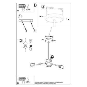 Sietynas ant stulpo LANGO 3xE27/60W/230V juodas