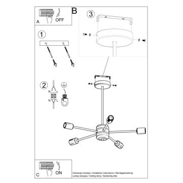 Sietynas ant stulpo LANGO 5xE27/60W/230V juodas