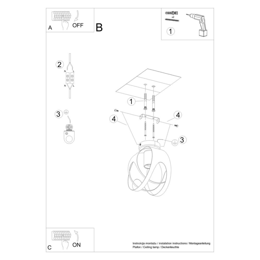 Ant pagrindo montuojamas sietynas TULOS 1xE27/60W/230V baltas