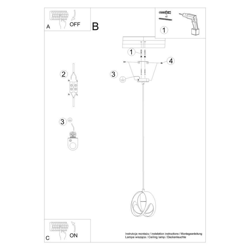 Pakabinamas sietynas TULOS 1xE27/60W/230V baltas