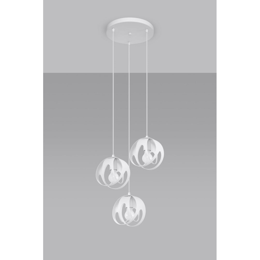 Pakabinamas sietynas TULOS 3xE27/60W/230V baltas