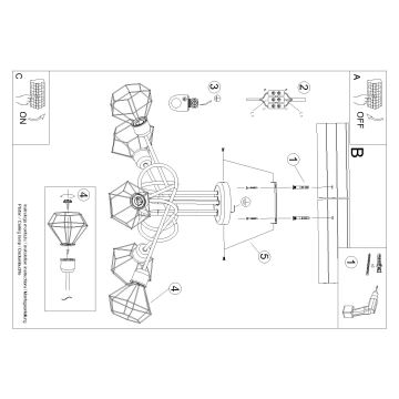 Sietynas ant stulpo ARTEMIS 5xE14/40W/230V juodas