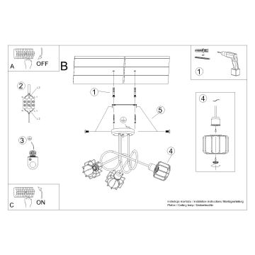 Sietynas ant stulpo BELUCI 3xE14/40W/230V juodas