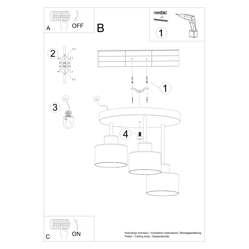 Sietynas ant stulpo SAVAR 3xE27/60W/230V juodas