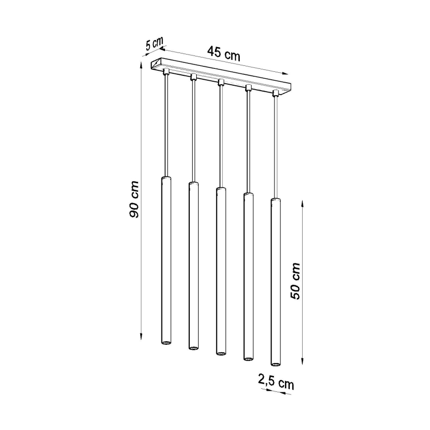 Pakabinamas sietynas PASTELO 5xG9/8W/230V auksas