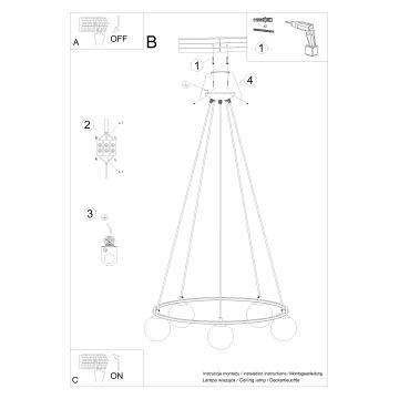 Pakabinamas sietynas YOLI 5xG9/8W/230V juoda