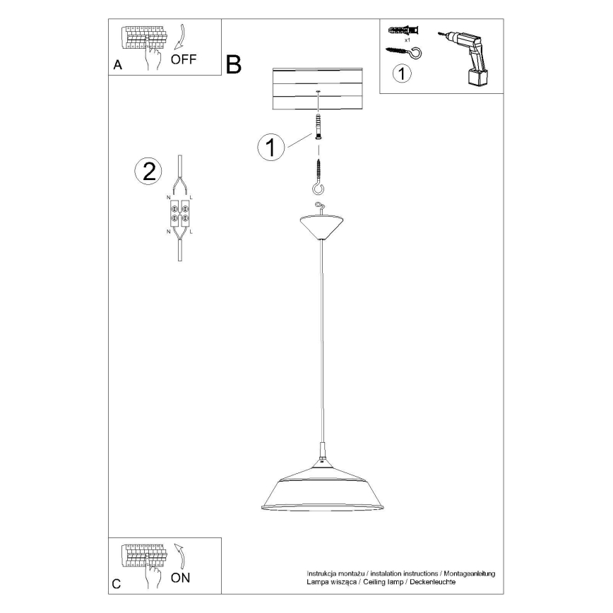 Pakabinamas sietynas FRIKA 1xE27/15W/230V diametras 34 cm balta