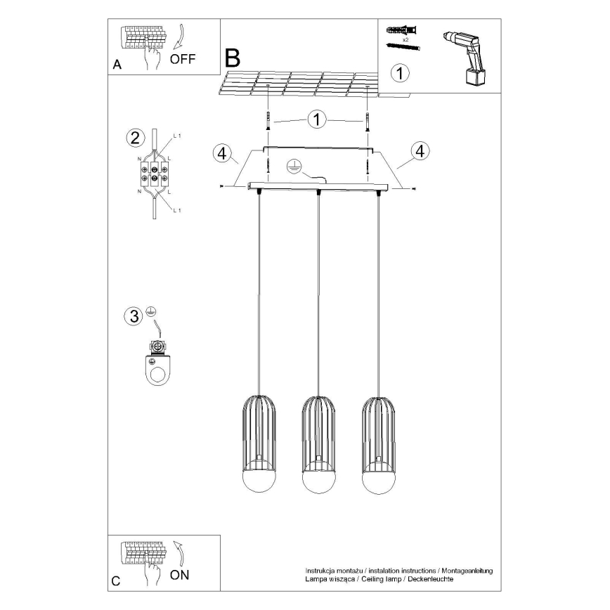 Pakabinamas sietynas BRINA 3xG9/8W/230V balta