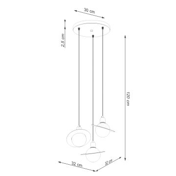 Pakabinamas sietynas HYPERION 3xG9/8W/230V balta