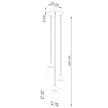 Pakabinamas sietynas PEKKA 3xG9/8W/230V balta