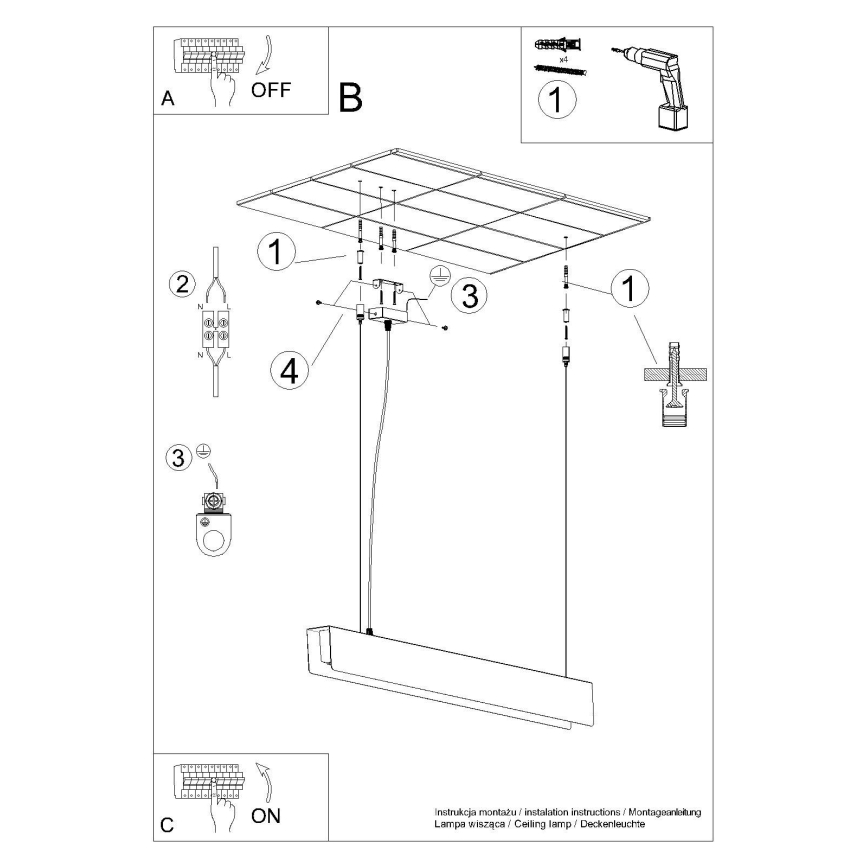 LED Pakabinamas sietynas SPARK 1xG13/8,5W/230V auksas