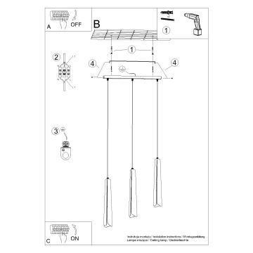 Pakabinamas sietynas PRYSM 3xG9/8W/230V balta