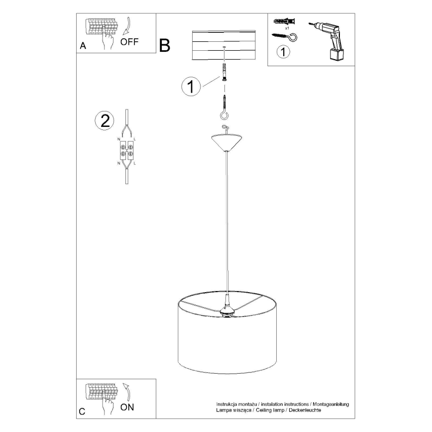 Pakabinamas sietynas NOVA 1xE27/15W/230V diametras 40 cm balta