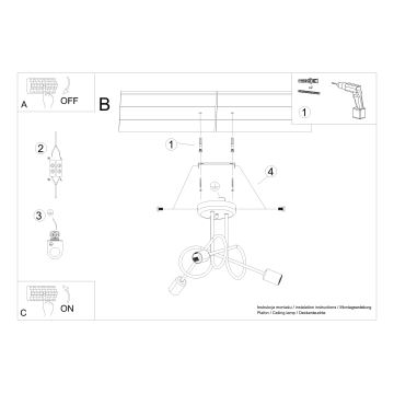 Sietynas ant stulpo LOOP 3xE27/15W/230V balta