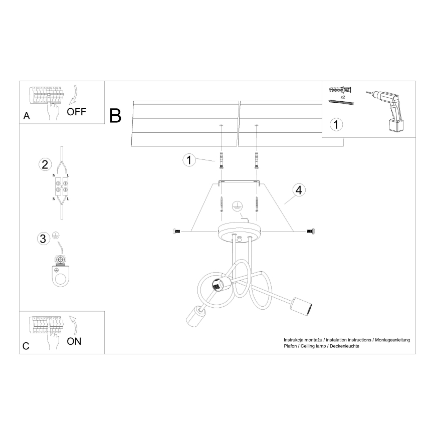 Sietynas ant stulpo LOOP 3xE27/15W/230V balta