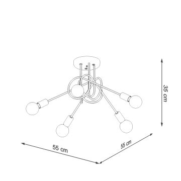 Sietynas ant stulpo LOOP 5xE27/15W/230V balta