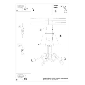 Sietynas ant stulpo LOOP 5xE27/15W/230V balta