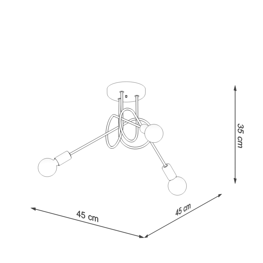 Sietynas ant stulpo LOOP 3xE27/15W/230V juoda