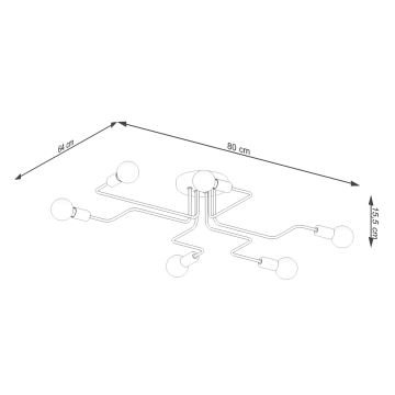 Tvirtinamas sietynas VECTOR 6xE27/15W/230V juoda