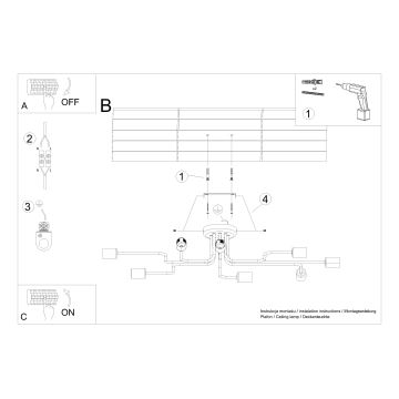 Tvirtinamas sietynas VECTOR 8xE27/15W/230V juoda