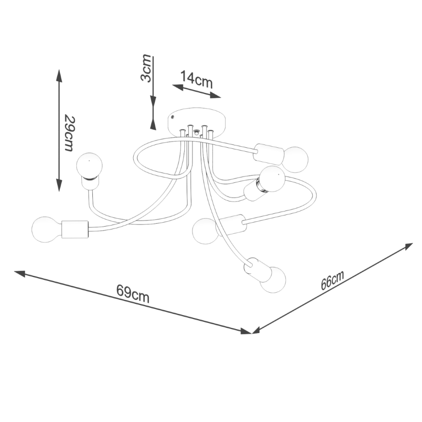 Sietynas ant stulpo LEVAR 6xE27/15W/230V juoda