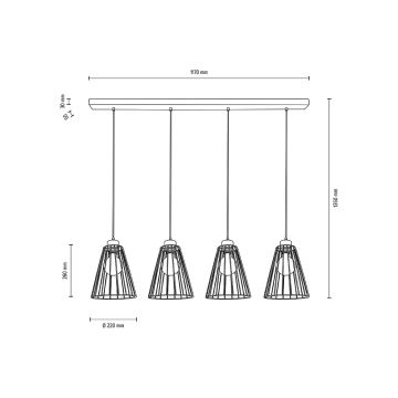 Pakabinamas sietynas ORAZIO 4xE27/60W/230V ąžuolas + FSC sertifikuota