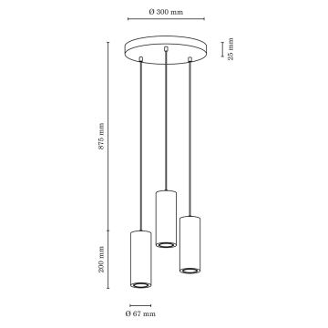 LED Pakabinamas šviestuvas PIPE 3xGU10/5W/230V matinis ąžuolas + FSC sertifikuota