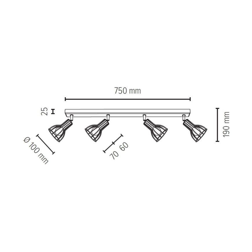 Akcentinis šviestuvas MEGAN 4xE14/40W/230V ąžuolas + FSC sertifikuota