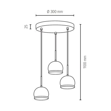 LED Pakabinamas sietynas BALL WOOD 3xGU10/5W/230V + FSC sertifikuota