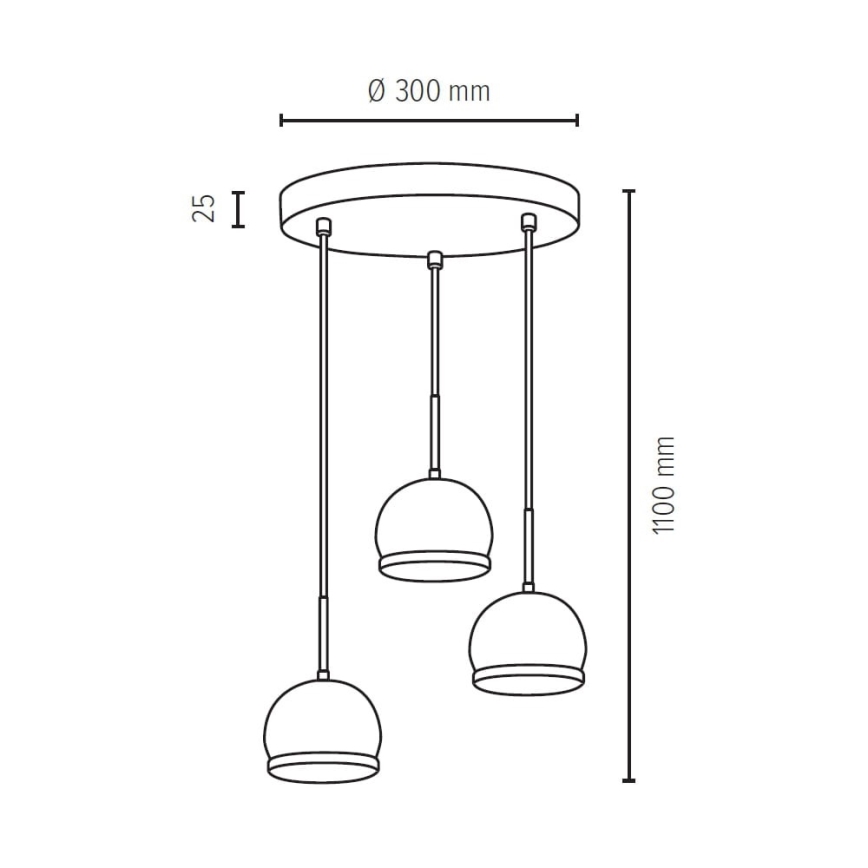 LED Pakabinamas sietynas BALL WOOD 3xGU10/5W/230V + FSC sertifikuota