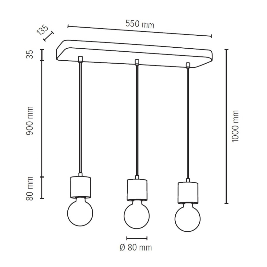 Pakabinamas sietynas STRONG 3xE27/60W/230V + FSC sertifikuota