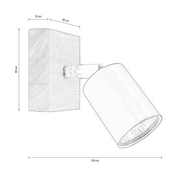 Sieninis akcentinis šviestuvas MANARA 1xGU10/5W/230V pušis + FSC sertifikuota