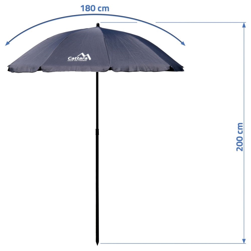 Sulankstomas pakreipiamas skėtis d. 1,8 m pilkos spalvos