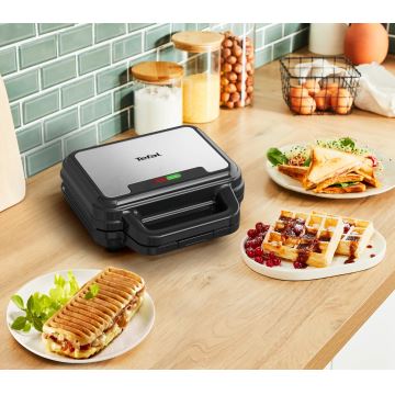 Tefal - Sumuštinių keptuvė ULTRA COMPACT 3in1 700W/230V juoda/chromas