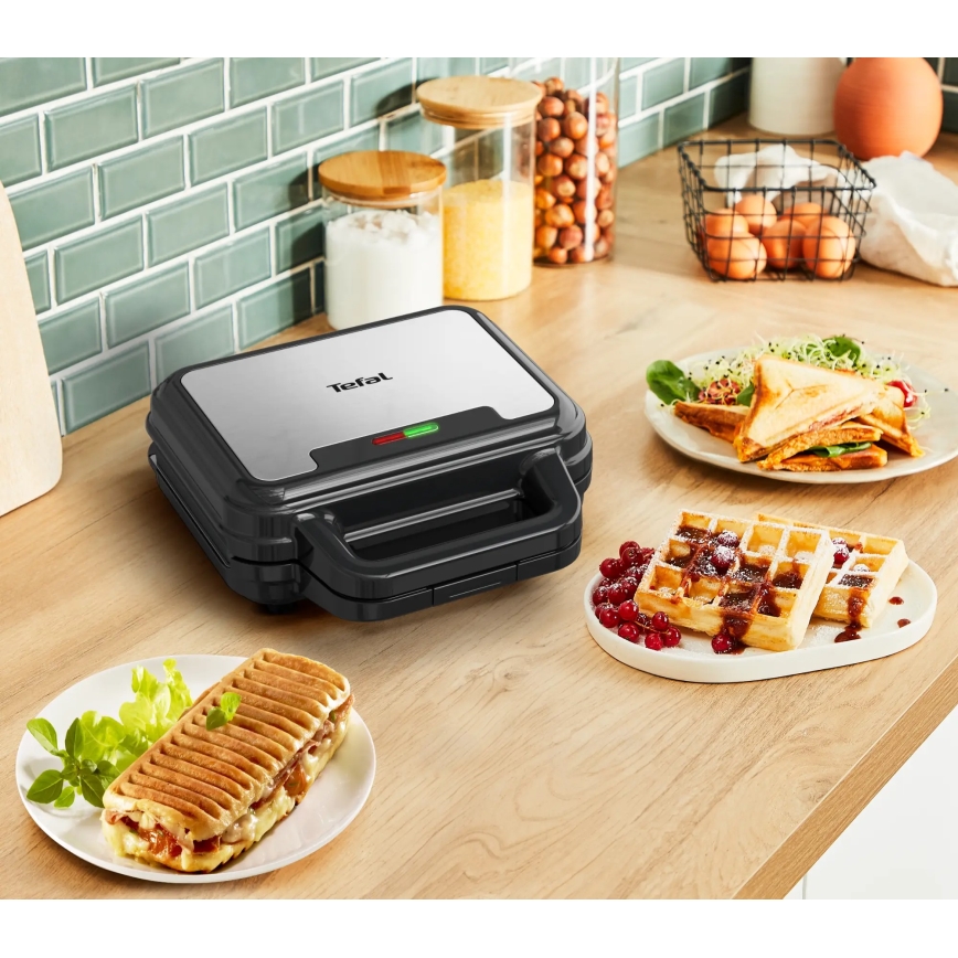 Tefal - Sumuštinių keptuvė ULTRA COMPACT 3in1 700W/230V juoda/chromas