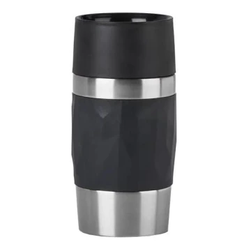 Tefal - Terminis puodelis 300 ml COMPACT MUG nerūdijantis/juoda