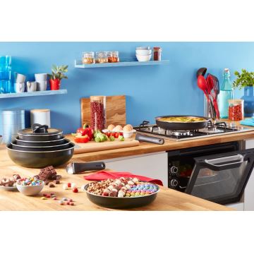 Tefal - Virtuvės indų rinkinys 10 vnt. INGENIO EASY COOK & CLEAN BLACK