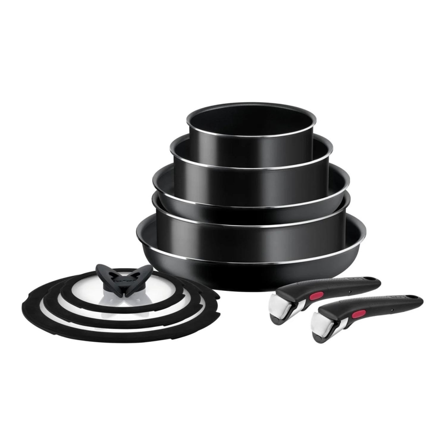 Tefal - Virtuvės indų rinkinys 10 vnt. INGENIO EASY COOK & CLEAN BLACK