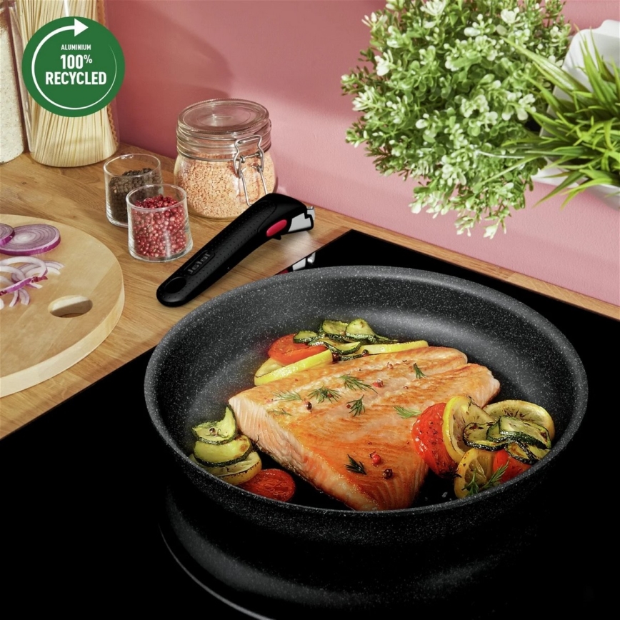 Tefal - Virtuvės indų rinkinys 7 vnt. INGENIO BLACK STONE