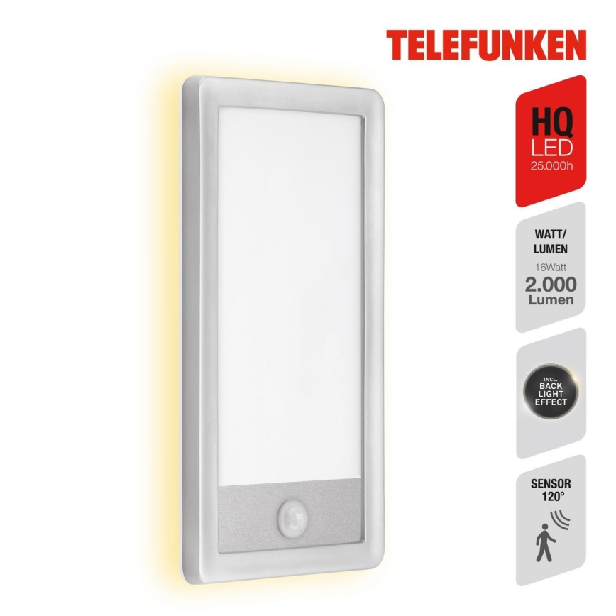 Telefunken 313904TF - LED Lauko sieninis šviestuvas su jutikliu LED/16W/230V IP44