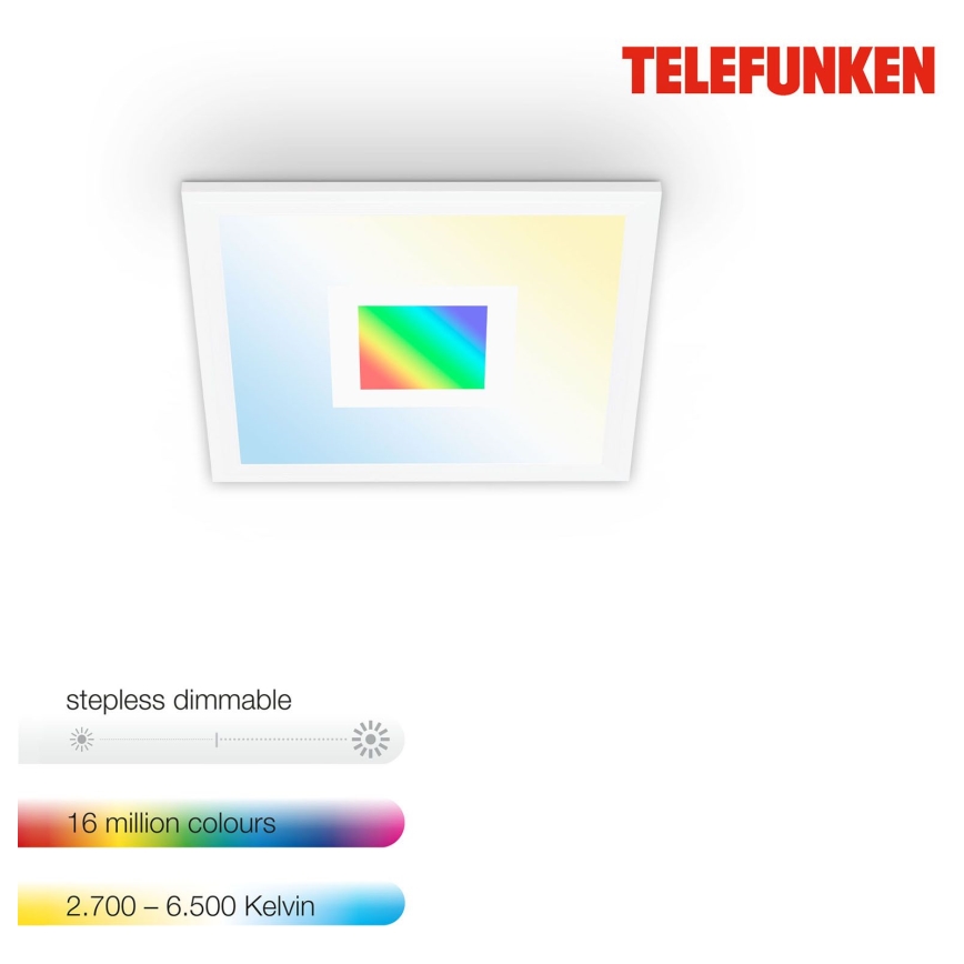 Telefunken 319006TF - LED RGBW Pritemdomas šviestuvas LED/16W/230V 2700-6500K + nuotolinio valdymo pultas