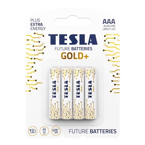 Tesla Batteries - 4 vnt. Šarminė baterija AAA GOLD+ 1,5V