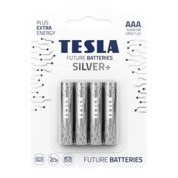 Tesla Batteries - 4 vnt. Šarminė baterija AAA SILVER+ 1,5V 1300 mAh