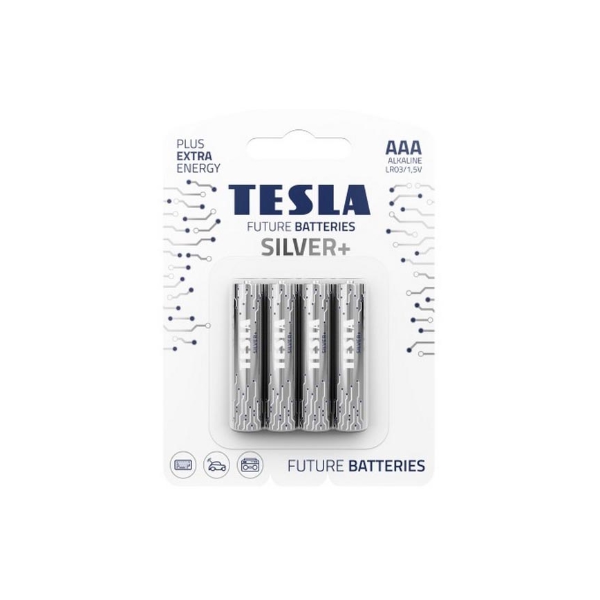 Tesla Batteries - 4 vnt. Šarminė baterija AAA SILVER+ 1,5V 1300 mAh