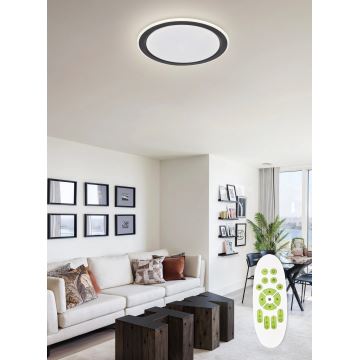 Top Light - LED Pritemdomas lubinis šviestuvas NORMAN LED/60W/230V diametras 49 cm juoda + nuotolinio valdymo pultas