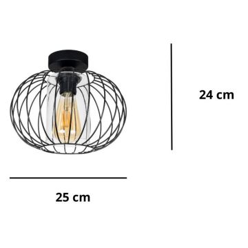 Tvirtinamas sietynas CORRINI 1xE27/60W/230V diametras 25 cm juoda/permatoma