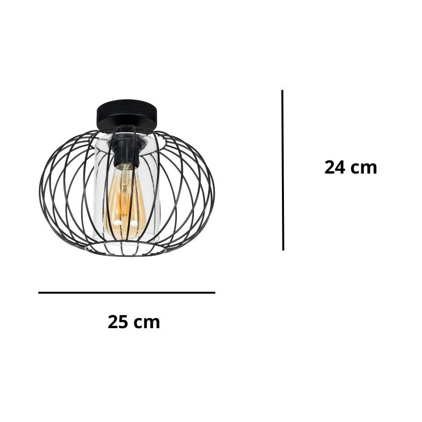 Tvirtinamas sietynas CORRINI 1xE27/60W/230V diametras 25 cm juoda/permatoma